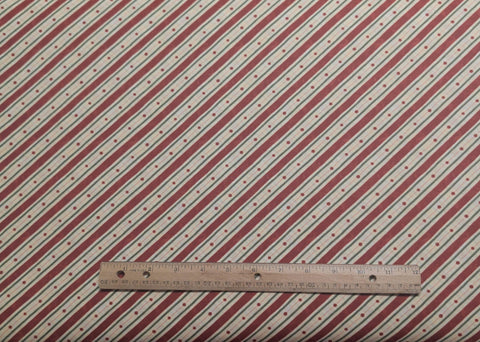 Crazy Eight 17456 by Sandi Gervais for Moda - Cream, Red, Green Bias Stripe Print Fabric