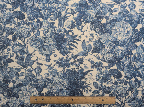 Botanical Blue 94100 Connecting Threads 2020 - White Fabric / Dark Blue Large Floral Print
