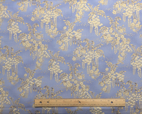 Imperial Collection 12563 Studio RK Robert Kaufman - Lavender Fabric / White, Purple Flower Print / Gold Metallic Accent