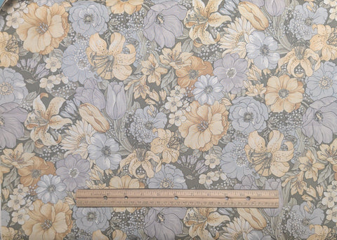 Countryside Collection Hoffman California Fabrics - Army Green Fabric / Gray, Gold Packed Flower Print