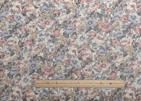 Countryside Collection Hoffman California Fabrics - Cream Fabric / Pink, Lavender, Green Packed Flower Print