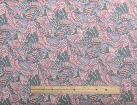 Windsor Collection Hoffman California Fabrics - Green, Pink, Mauve Packed Mosaic Butterfly Wing Print Fabric