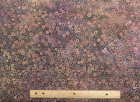 BATIK - Brown, Rust Patterned Fabric / Circle Tjap