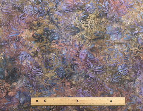 BATIK - Brown, Purple, Blue, Cream Patterned Fabric