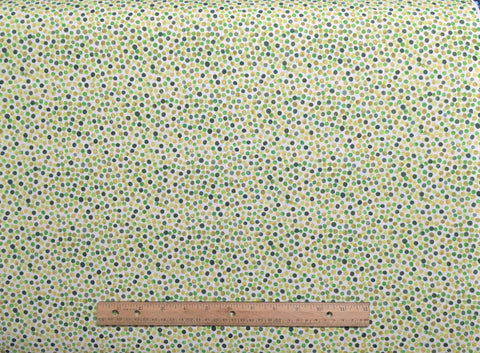 Hancock Fabrics - White Fabric / Green Multi-Colored Packed Spots