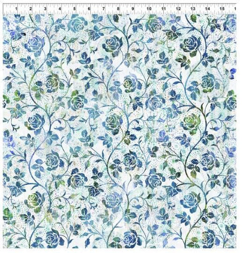 Halcyon II 22HN-2 Roses - Blue by Jason Yenter for In the Beginning Fabrics