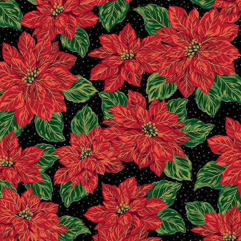 Poinsettias at Christmas by Jennifer Bosworth for Riley Blake Designs - CF17630-BLACK Main Black Foil