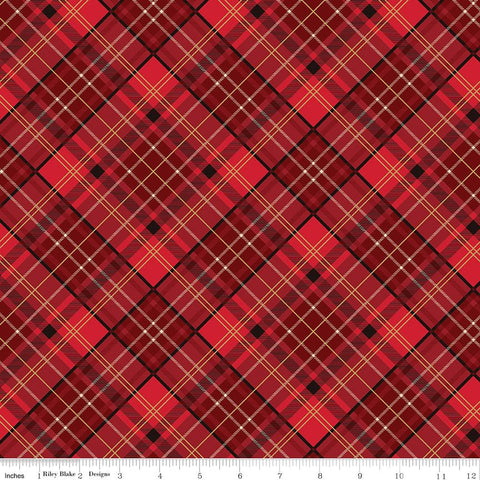 Poinsettias at Christmas by Jennifer Bosworth for Riley Blake Designs - CF17633-RED Plaid Red Foil