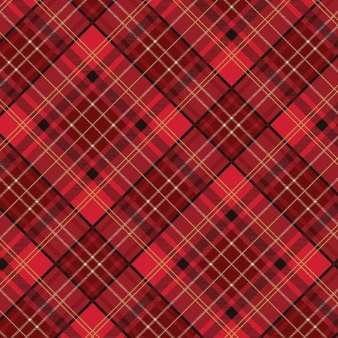 Poinsettias at Christmas by Jennifer Bosworth for Riley Blake Designs - CF17633-RED Plaid Red Foil