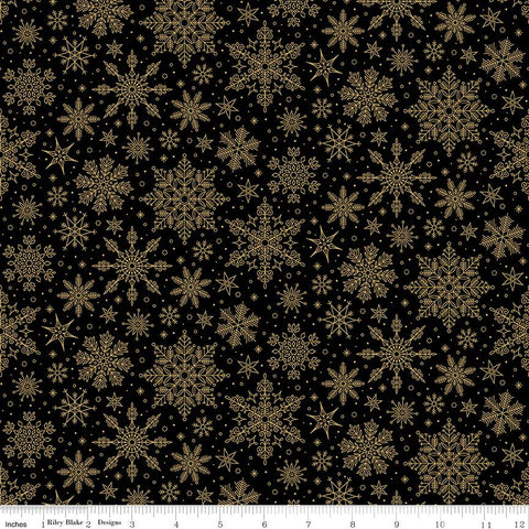 Poinsettias at Christmas by Jennifer Bosworth for Riley Blake Designs - CF17635-BLACK Snowflakes Black Foil