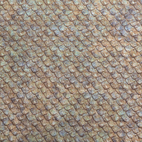 Prehistoric World 24746 - Linda Ludovico - Stonehenge / Northcott Fabrics - Gold, Green, Brown Tonal "Scale" Print Fabric