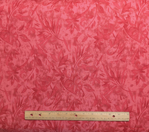 Flora - P&B Textiles 2001 - Rose Tonal Batik-Style Leaf Print Fabric