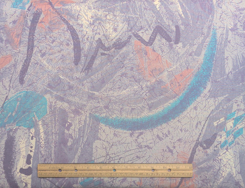 White, Purple, Turquoise, Coral Blender Fabric - Selvage to Selvage Print