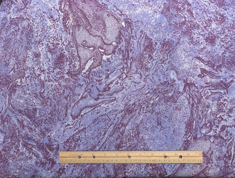 Purple, Lavender, White Marbled Blender Fabric - Selvage to Selvage Print