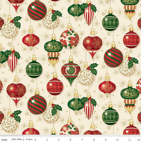Poinsettias at Christmas by Jennifer Bosworth for Riley Blake Designs - CF17631-CREAM Christmas Ornaments Cream Foil