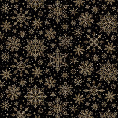 Poinsettias at Christmas by Jennifer Bosworth for Riley Blake Designs - CF17635-BLACK Snowflakes Black Foil