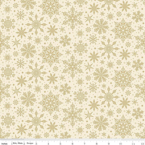 Poinsettias at Christmas by Jennifer Bosworth for Riley Blake Designs - CF17635-CREAM Snowflakes Cream Foil