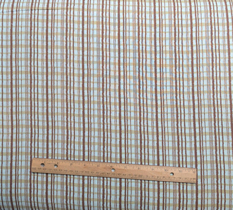 Gypsy Caravan - Amy Butler - Free Spirit - Aqua, Tan, Brown Plaid Fabric