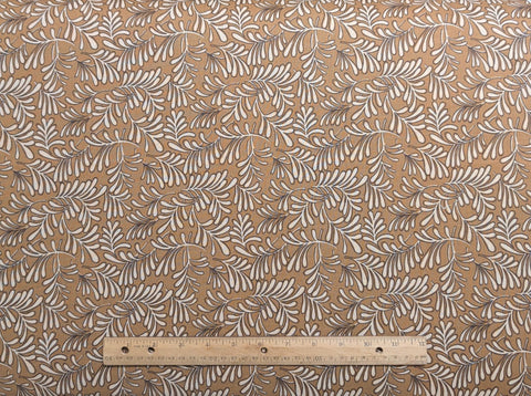 Laura's Garden - Thimbleberries - RJR Fashion Fabrics - Golden Tan Fabric / Cream Vine Print
