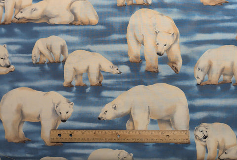 VIP Cranston Print Works - Blue Tonal Fabric / White Polar Bear Print