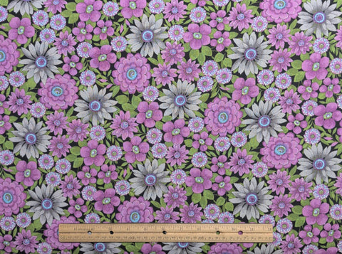 Creating New Traditions 2013 Fabric Traditions - Black Fabric / Pink, Gray, Blue Packed Flower Print