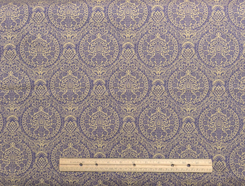 Jinny Beyer for Mr RJR Fashion Fabrics - Purple Fabric / Oatmeal Colored Packed Medallion Print