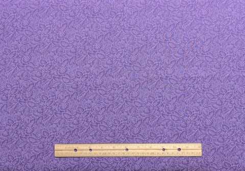 Grape-Colored Fabric / Lavender Packed Leaf Print - Selvage to Selvage Print
