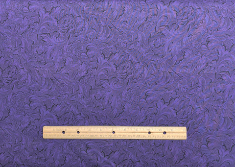 Basic Realities 1999 Jinny Beyer for RJR Fashion Fabrics - Purple Fabric / Dark Purple Packed Flower and Leaf Print