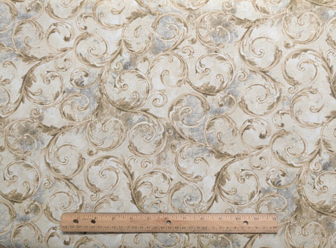 Bella Verona JT-C8590 Wing and a Prayer Design Timeless Treasures Fabrics - Gold, Gray, Tan Tonal Vine Scroll Print Fabric