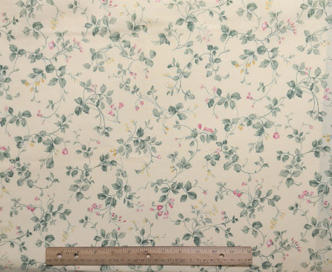 Cranston Home Fashions Cranston Print Works - Yellow Fabric / Green, Pink, Yellow Flower Vine Print