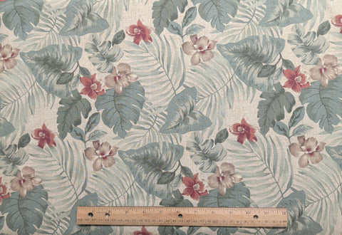 2003 Cranston Home Fabrics Industries VIP Cranston - Cream Tonal Fabric / Sage, Rust, Brown Packed Leaf Print