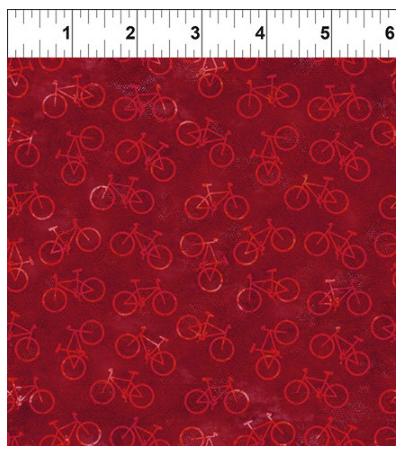 On the Go 8KFA-1 Bicycles - Red by Jason Yenter for In the Beginning Fabrics