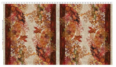 Oriental Gardens 1OG-1 Fan Stripe - Red by Jason Yenter for In the Beginning Fabrics