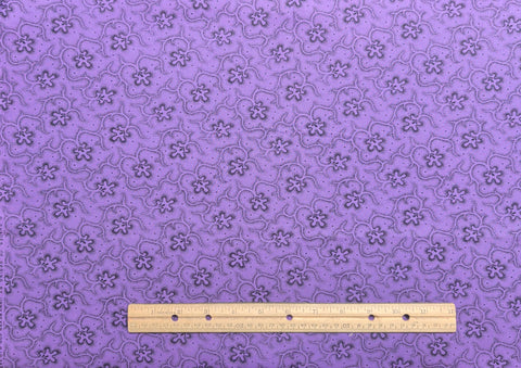 Shades of Spring Jinny Beyer for RJR Fashion Fabrics - Bright Purple Fabric / Black Stylized Leaf, Vine Print