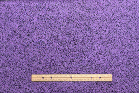 Alsace by Jinny Beyer for RJR Fashion Fabrics - Black Fabric / Bright Purple Packed Leaf, Vine Print