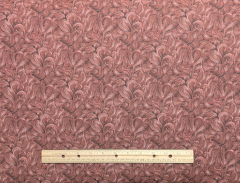 Yuletide Jinny Beyer for RJR Fashion Fabrics - Brown Fabric / Pink "Fingerpaint" Swirled Print