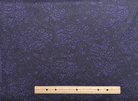 Chateau Jinny Beyer for RJR Fashion Fabrics - Black Plum Tone-on-Tone Packed Floral Print Fabric