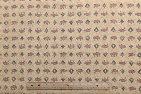 Cranston Collection Cranston Print Works - Tan Tonal Fabric / Brown, Black Southwest-Style Bison Print