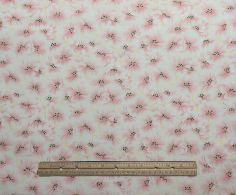 Janet Rose Collection 4374 - White, Pink Tonal Packed Flower Print Fabric