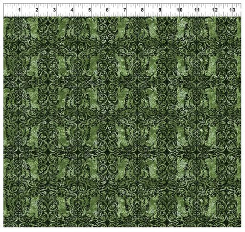 Nature's Winter 5NW-3 Reindeer - Green by Jason Yenter for In the Beginning Fabrics