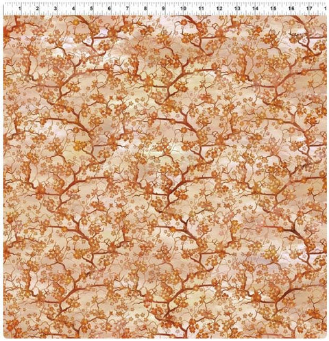 Oriental Gardens 6OG-1 Cherry Blossoms - Orange by Jason Yenter for In the Beginning Fabrics