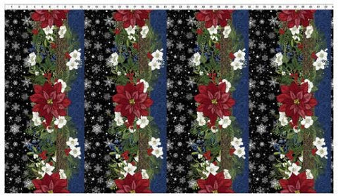 Winter Blooms 2WB-2 Border - Black by Jason Yenter for In the Beginning Fabrics