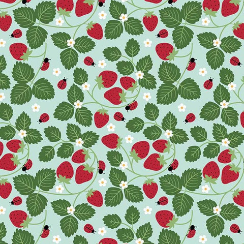 Little Ladybug by Lori Whitlock for Riley Blake Designs 2026 C18031-BLUE Strawberries Blue