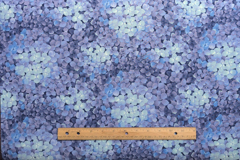 Hydrangea Blossoms LH03011 - Holly Holderman - Lake House Dry Goods - Lavender, Periwinkle, Blue Packed Hydrangea Blossom Print Fabric