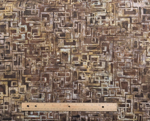 BATIK - Brown, Tan Geometric Print Fabric
