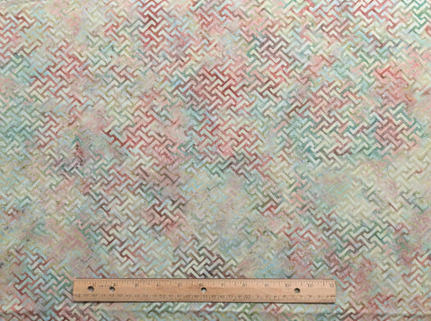 BATIK - Mint, Maroon, Turquoise Patterned Fabric / Diamond Plate Print