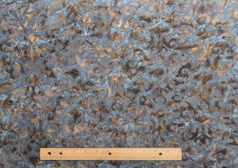 BATIK - Steel Gray, Brown Patterned Fabric