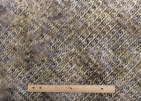 BATIK - Gray, Taupe, Cream Fabric / Brown Print