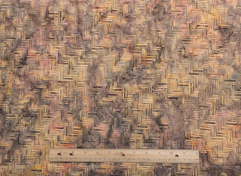 BATIK - Gold, Rust, Brown, Burgundy Basketweave Print Fabric