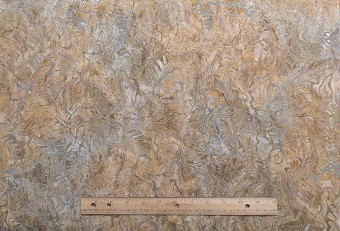 BATIK - Gold, Tan Taupe Patterned Fabric / Taupe Leaf Tjap